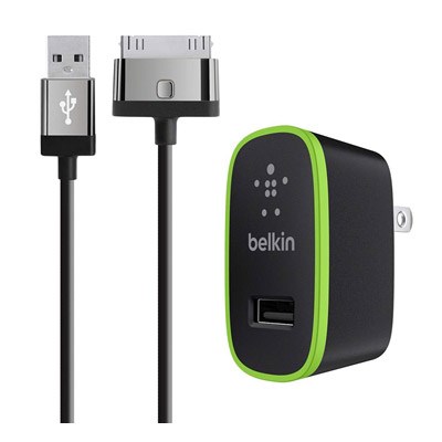 Belkin 2.1 Amp Mixit Travel Charger With 30-pin Cable - Black  F8J141TT04-BLK