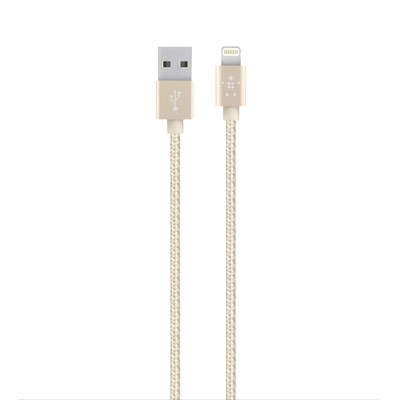 Apple Compatible Belkin Metallic Lightning To Usb Charge-sync Cable 4 Ft Length - Gold
