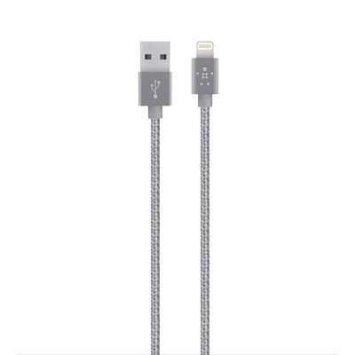 Apple Compatible Belkin Metallic Lightning To Usb Charge-sync Cable 4 Ft Length - Gray