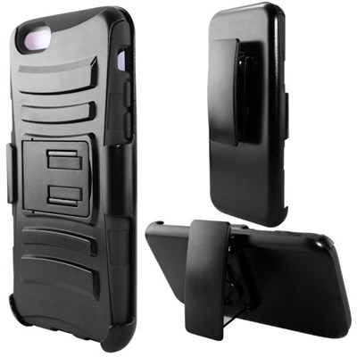 Apple Compatible Armor Style Case with Holster - Black and Black  IPH6-AM2H-BKBK
