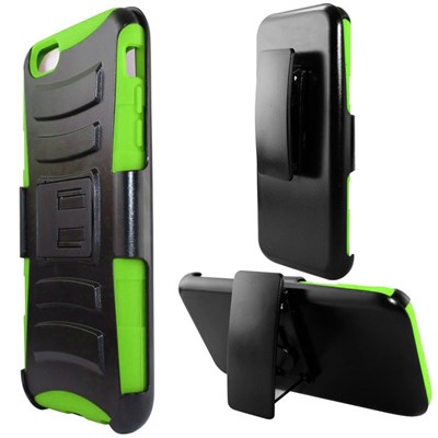Apple Compatible Armor Style Case with Holster - Neon Green and Black  IPH6PLUS-NGRBK-1AM2H