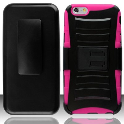 Apple Compatible Armor Style Case with Holster - Pink and Black  IPH6PLUS-PKBK-1AM2H