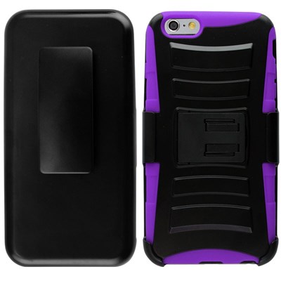 Apple Compatible Armor Style Case with Holster - Purple and Black  IPH6PLUS-PUBK-1AM2H