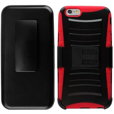 Apple Compatible Armor Style Case with Holster - Red and Black IPH6PLUS-RDBK-1AM2H
