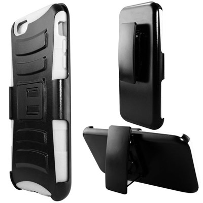Apple Compatible Armor Style Case with Holster - White and Black  IPH6PLUS-WHBK-1AM2H