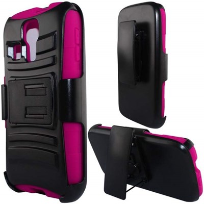 Kyocera Compatible Armor Style Case with Holster - Pink and Black  KYOC6725-AM2H-PKBK