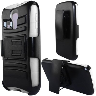 Kyocera Compatible Armor Style Case with Holster - White and Black  KYOC6725-AM2H-WHBK