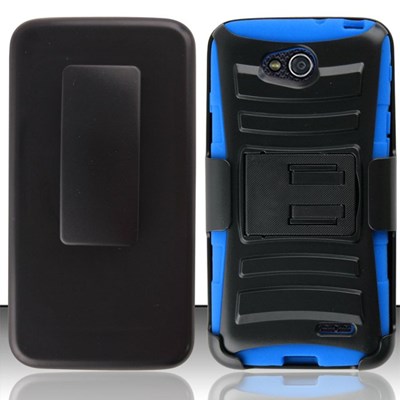 LG Compatible Armor Style Case with Holster - Blue and Black  LGL90-AM2H-BLBK
