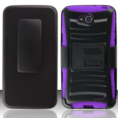 LG Compatible Armor Style Case with Holster - Purple and Black  LGL90-AM2H-PUBK