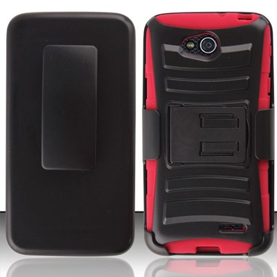 LG Compatible Armor Style Case with Holster - Red and Black  LGL90-AM2H-RDBK