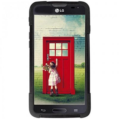 LG Compatible Dual Layer Cover with Kickstand - Black and Black  LGL90-HYB-BLK