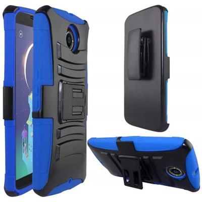 Google Compatible Armor Style Case with Holster - Blue and Black  MOTNEXUS6-1AM2H-BLBK