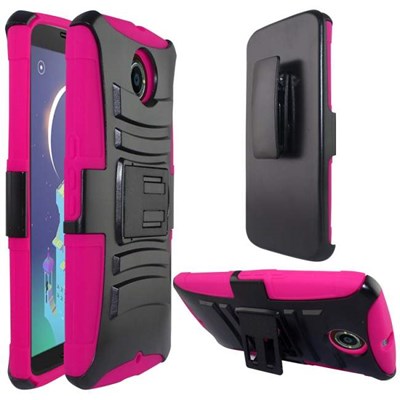 Google Compatible Armor Style Case with Holster - Pink and Black  MOTNEXUS6-1AM2H-PKBK
