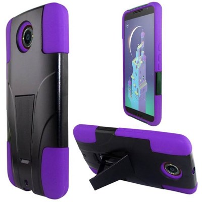 Google Compatible Dual Layer Cover with Kickstand - Purple  MOTNEXUS6-1HYB-PU