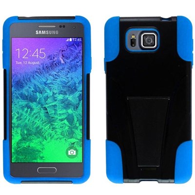 Samsung Compatible Dual Layer Cover with Kickstand - Black and Blue SAMG850F-HYB-BL