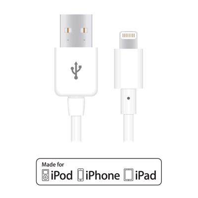 Apple Compatible Naztech Lightning MFi 4 foot Charge and Sync Cable - White  13075-NZ