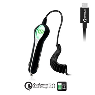 Naztech Phantom Qualcomm Quick Charge 2.0 Micro USB Vehicle Charger - Black