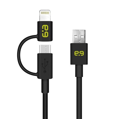 Puregear 2-in-1 Charge-sync Cord Micro Usb and Apple Lightning (48 Inch Cable Length) - Black  99568PG