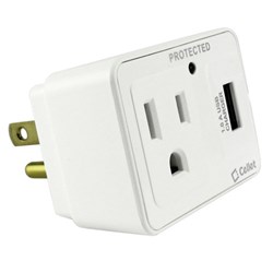 Cellet Single Outlet And 1a Usb Port Surge Protector Travel Charger Adapter