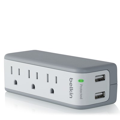 Belkin Surgeplus Usb Swivel Charger - 10w (2.1a Total Usb Output) - White And Gray  BST300BG