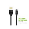 Cellet 4 Foot Micro Usb Data Cable With Reversible Male Usb 2.0 - Black  DAMICROREV Image 1