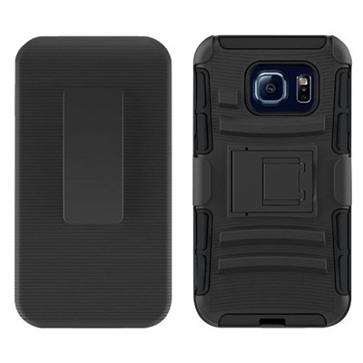 Samsung Compatible Armor Style Case with Holster - Black  SAMGS6ED-BKBK-AMH