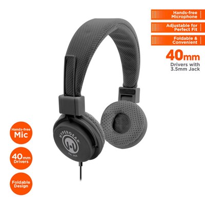 HyperGear V20 3.5mm Stereo Headphones with Mic - Black