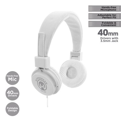 HyperGear V20 3.5mm Stereo Headphones with Mic - White  13279-NZ