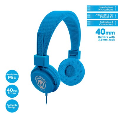 HyperGear V20 3.5mm Stereo Headphones with Mic - Blue  13282-NZ