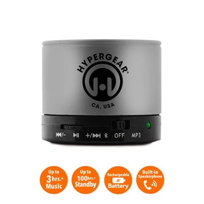 HyperGear MiniBoom Wireless Speaker with Built-in FM Radio- Silver  13291