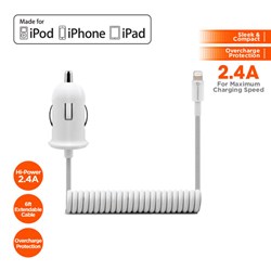 Apple Compatible HyperGear MFi Lightning 2.4A Rapid Vehicle Charger - White  13414-NZ