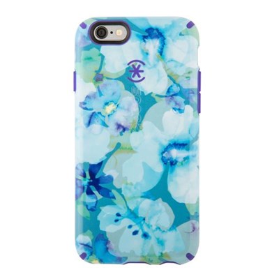 Apple Speck Candyshell Inked Case - Aqua Floral Blue and Ultra Violet Purple  73804-C140
