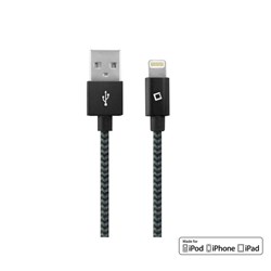 Cellet Apple Lightning 8 Pin To Usb Nylon Braided Data Cable (6 Ft Length) - Black