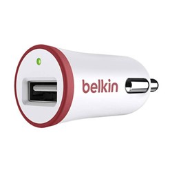 Belkin Boost 2.4 Amp Car Charger Adapter - White And Red  F8J054BTRED