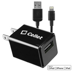 Cellet 1 Amp Single Usb Travel Charger With Lightning Cable - Black  TCAPP8F12BK