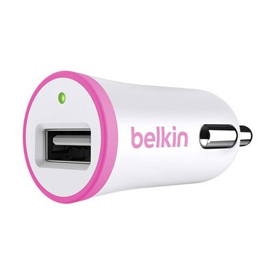 Belkin Boost 2.4 Amp Car Charger Adapter - White And Pink  F8J054BTPNK