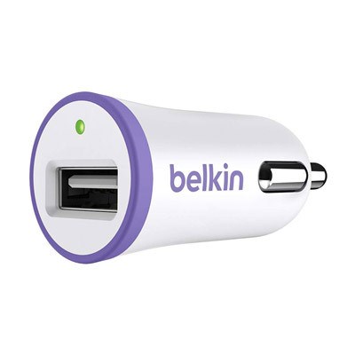 Belkin Boost 2.4 Amp Car Charger Adapter - White And Purple  F8J054BTPUR