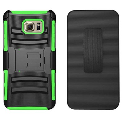 Samsung Compatible Armor Style Case with Holster - Green and Black  SAMGN5-NGRBK-1AMH