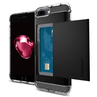 Apple Compatible Spigen Crystal Wallet Case - Black