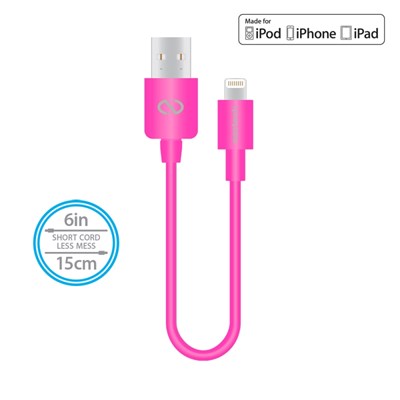 Naztech Mfi Lightning Charge and Sync USB Cable 6 inch - Pink  13435