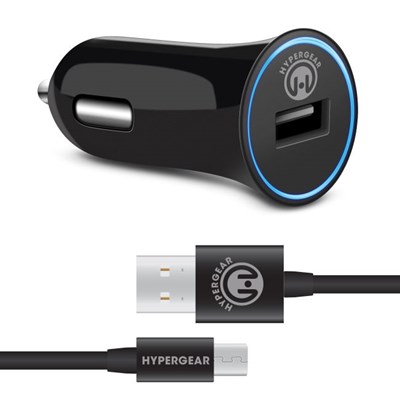 HyperGear 2.4A Rapid Vehicle Charger - Includes 4ft Micro USB Cable - Black