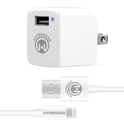 HyperGear 2.4A Rapid Wall Charger - Includes 4ft MFi Lightning Cable - White