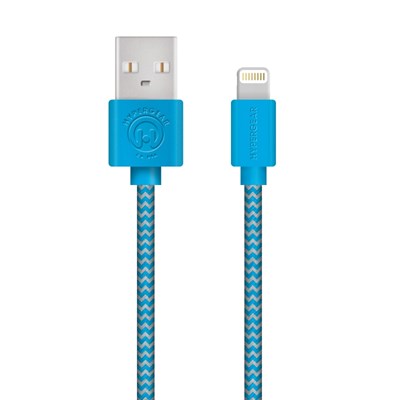 HyperGear Braided MFi Lightning 4 Foot Charge and Sync Cable - Blue and Grey  13836-NZ