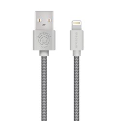 HyperGear Braided MFi Lightning 4 Foot Charge and Sync Cable - White and Grey  13839-NZ
