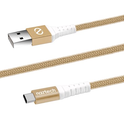 Naztech USB-A to USB-C Durable Braided 4 Foot Charge and Sync Cable - Gold