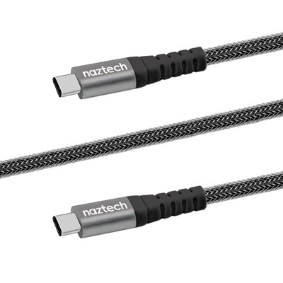 Naztech USB-C to USB-C Durable Braided 4 Foot Charge and Sync Cable - Black  13852-NZ