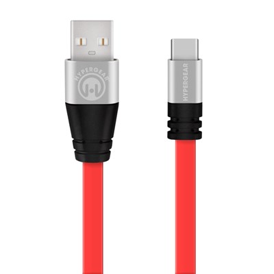 HyperGear Flexi USB-C Charge and Sync Flat 6 Foot Cable - Red  13889