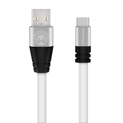 HyperGear Flexi USB-C Charge and Sync Flat 6 Foot Cable - White  13891