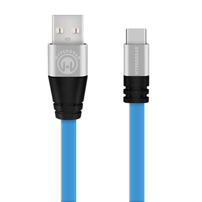 HyperGear Flexi USB-C Charge and Sync Flat 6 Foot Cable - Blue  13893