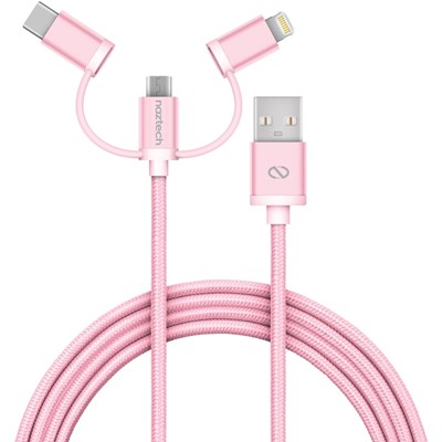 Naztech Braided 3-in-1 Hybrid USB Cable - Rose Gold  14148-NZ
